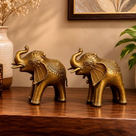 Handcrafted Brass Dhokra Elephant Figurines Set of 2